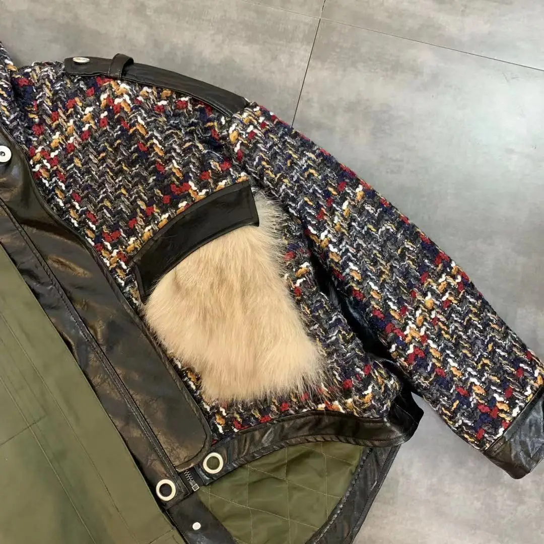 Новое зимнее шерстяное пальто со стоячим воротником с длинными рукавами и карманами, Трендовое тонкое пальто с мехом лисы