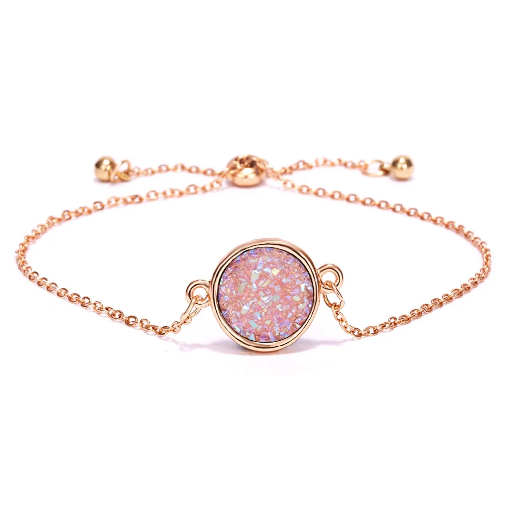 Rinhoo Кристальный браслет Простой Круглый кластерный браслет для женщин Bling натуральный камень браслет ювелирные изделия вечерние аксессуары