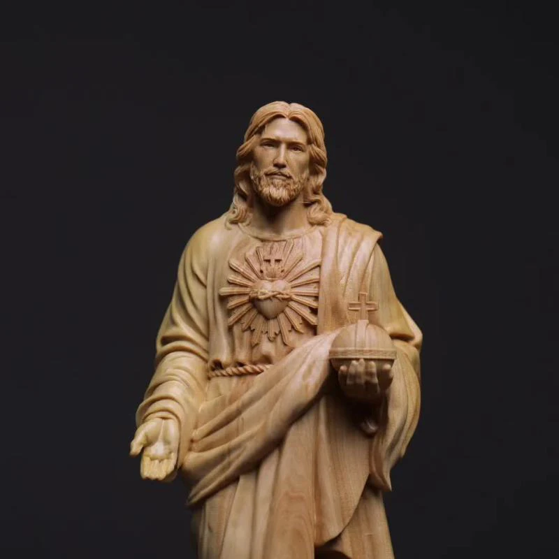 Статуя Священного Сердца Иисуса самшит домашний декор религиозная фигурка