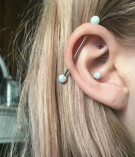 Серьги штанги для пирсинга из нержавеющей стали с опалом 14 г 1 6x38 мм|Украшения