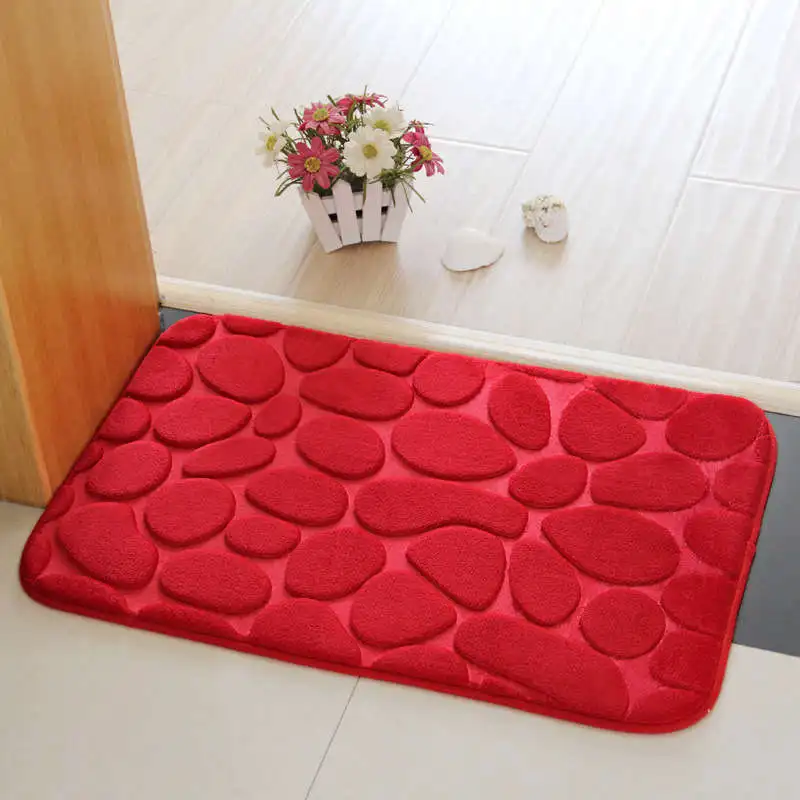 red stones Коралловый бархатный коврик для туалета, супер впитывающий коврик для душа, мягкий коврик для ванной комнаты, Противоскользящие коврики для ванной, разные цвета - Цвет: red stones