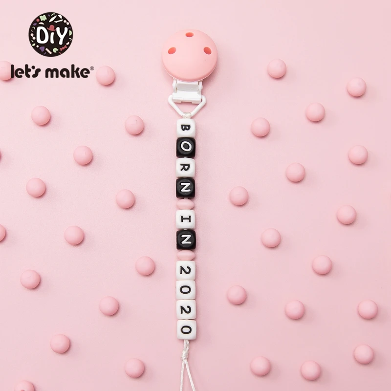 

Let'S Make 5PC Alphabet Memorial Pacifier Chain Born In 2020 For Baby Teether Chain Silicone letter Beads Gifts Baby Toy