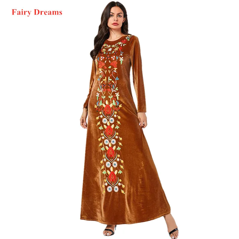 Женское бархатное платье abaya Pakistan Дубай Турция Бангладеш большие размеры