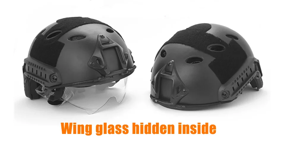 Шлем тактический со стеклянными крыльями и защитными очками цвет в