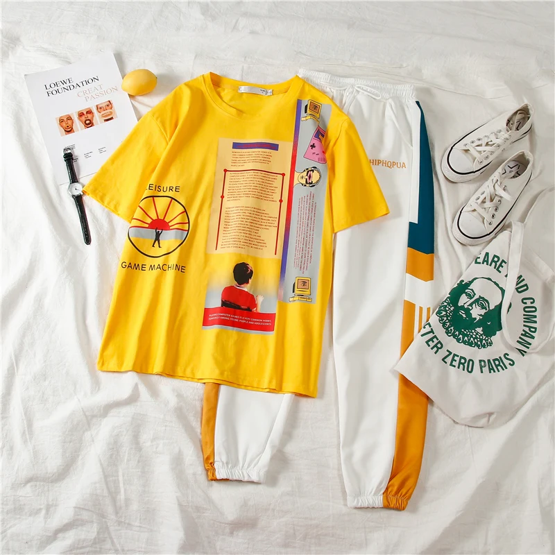 спортивный костюм женский Спортивный 2019 осень зима Для женщин VOGUE с принтом букв 0