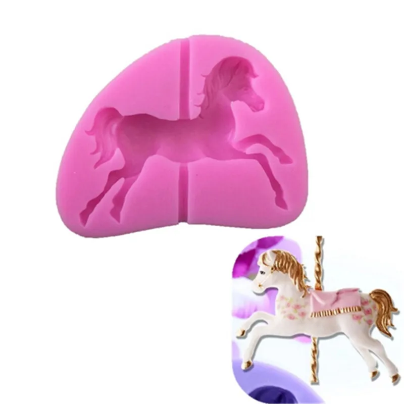 Новое поступление 3D силиконовая форма для шоколадной глины карусель лошади