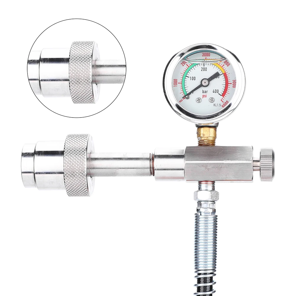 

Gauge Charging Valve Air Refill Adapter Tank Dual Air Filling Station Refill Adapter With 400bar 6000psi Gauge 80cm Hose CGA347