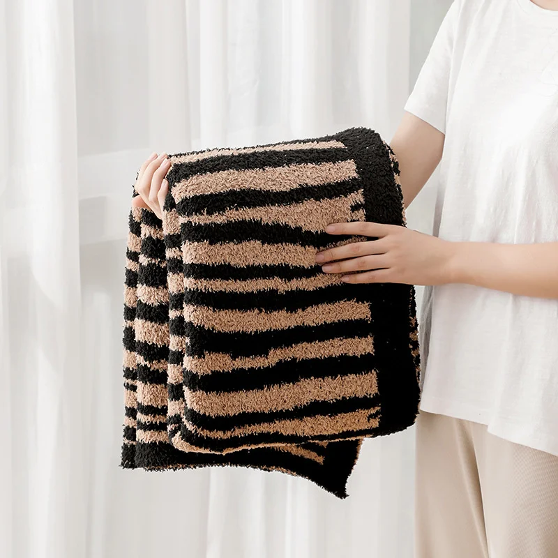 Manta de punto con huella de leopardo para cama, colcha c&aacute;lida de invierno, de lujo, descalzo, de Navidad-5