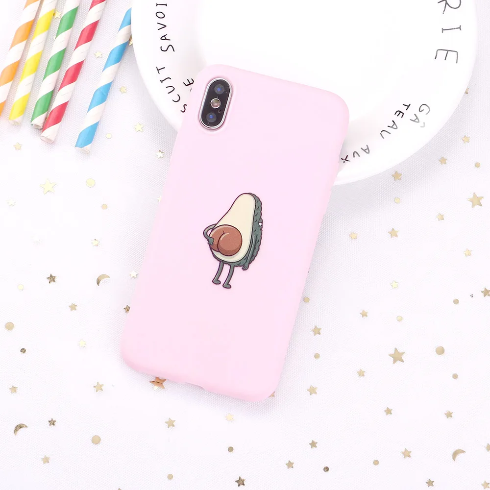 

For 12 11 Pro 8 8Plus X XR 7 7Plus XS Max 6 6S 5 SE Cute Avocado Green Candy Silicone Soft Phone Case Coque Funda