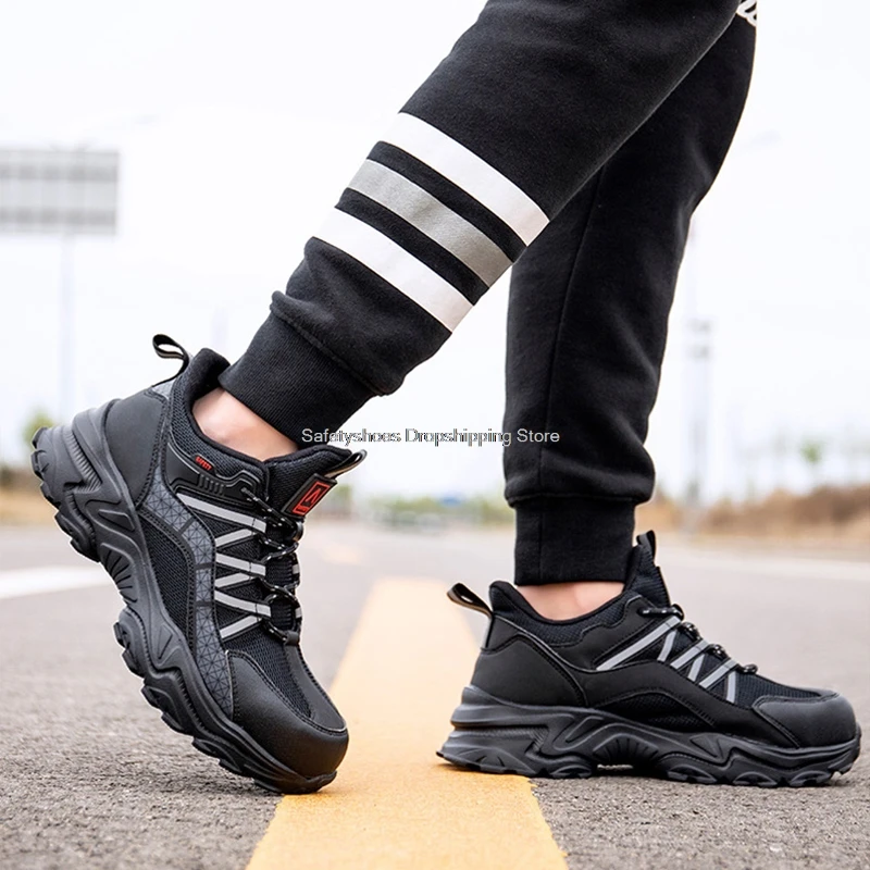 

Mesh Breathable Safety Shoes Men Summer Work Shoes Steel Toe Anti-puncture Protective Footwear Male Outdoor Work Safety Boots