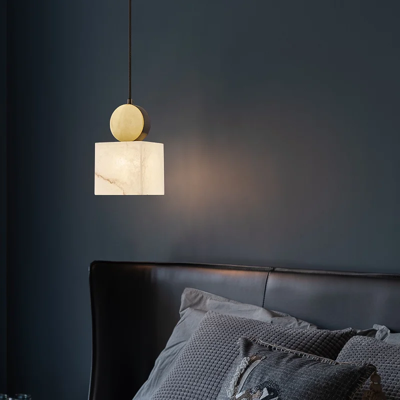 Роскошная мраморная Подвесная лампа одноголовочные прикроватные светильники