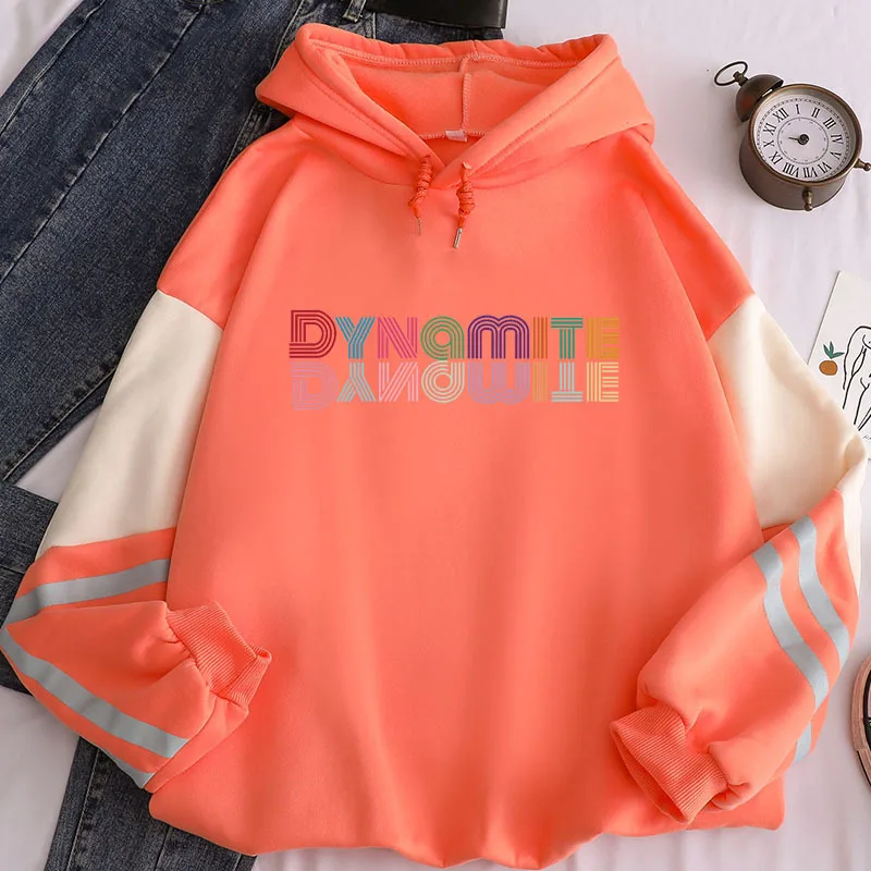 

Winter BANGTAN boys Dynamite Album Stripe Hooded Casual Hoodie Couples Sweatshirt Oversize Autumn Coat Sports Loose Outfit Women