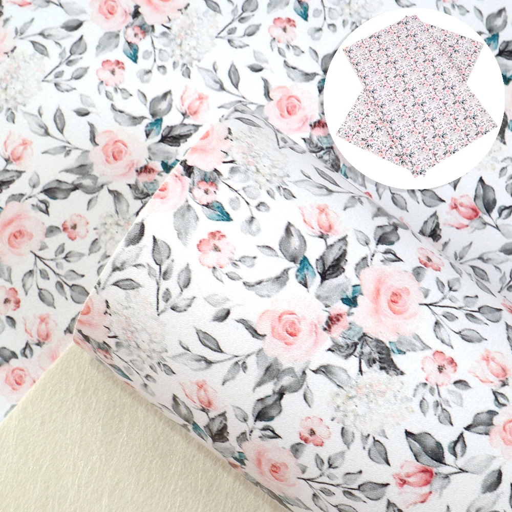 20*33 см цветочный принт Синтетическая кожа гладкая искусственная листы сделай сам