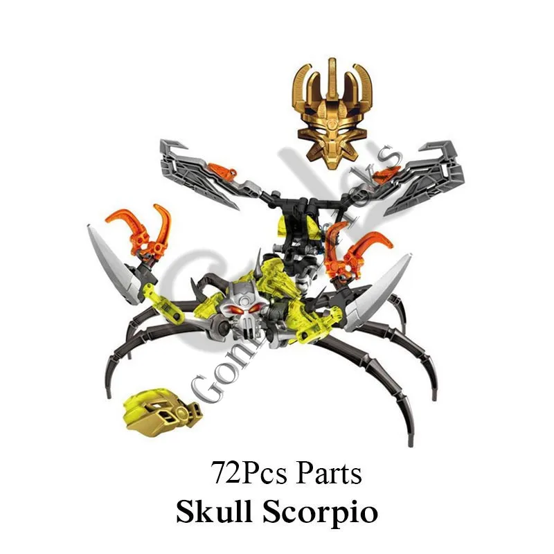 710-4 Маска BionicleMask, светильник, маска от производителя, против черепа, шлифовальный станок, Череп, Скорпион, робот, бионика, строительный блок, кирпичная игрушка, совместимая с 70795 - Цвет: 710-4