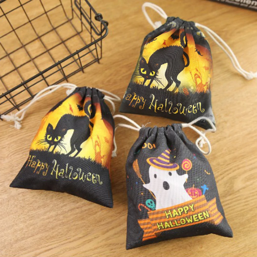 Сумка для конфет на Хэллоуин карманный Подарочный мешок шнурке с рисунком тыквы