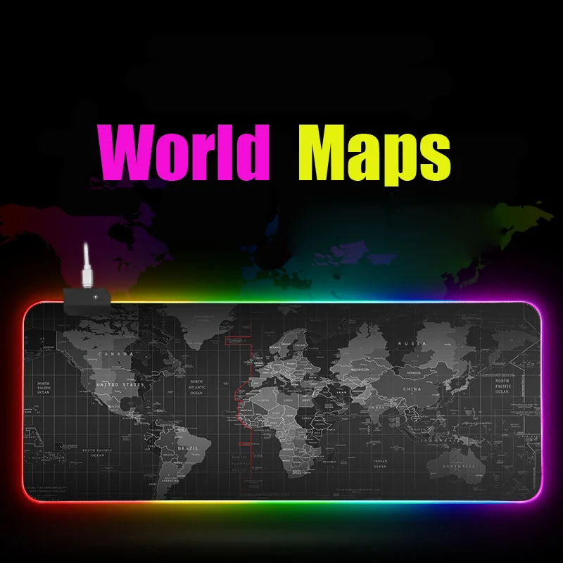 RGB игровая мышь XXL карта мира коврик клавиатура Коврик Led подсветка большой коврик для мыши геймерский компьютер большой коврик для мыши RGB Mause коврик Настольный коврик
