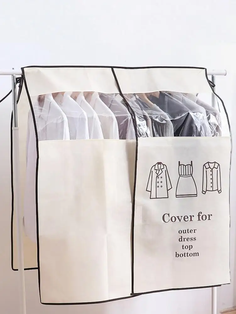 Clothes Dust Cover Rack Hanging Cover Dust Proof For Home Bedroom Suit Coat Dress Garment Organizer Protector Non-woven