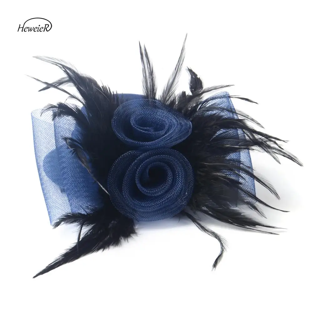 Женская шляпка-вуалетка с перьями зеленая/синяя шляпка вуалеткой заколка для