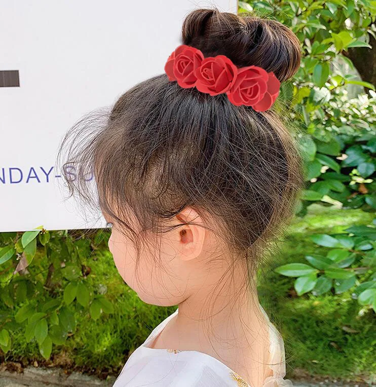 Pfingstrose Rose Blume Gummibänder Haarhalter Krawatte Gummi Stoff Kränze Kronen elastische Kranz Krone Hochzeit Girlande Stirnband – Detail 7