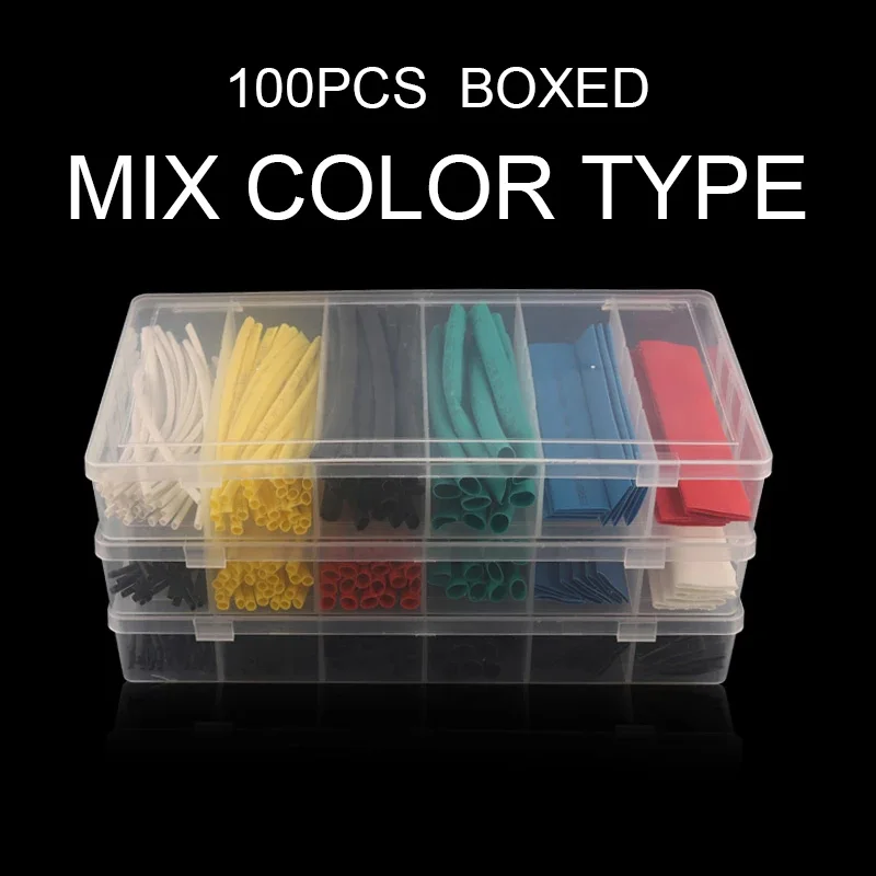 

100PCS/Boxed Multicolor Thermoresistant tube Heat Shrink Wrapping Kit Wire Cable Insulation Sleeve Heat Shrink Sleeving Set