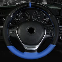 38cm universal auto steering wheel cover crystal carbon fibermicrofiber leather non slip wear resistant sports style