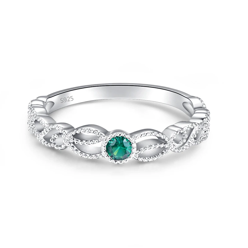 JQUEEN зеленая шпинель ажурный цветок белый циркон кольца для женщин серебряное