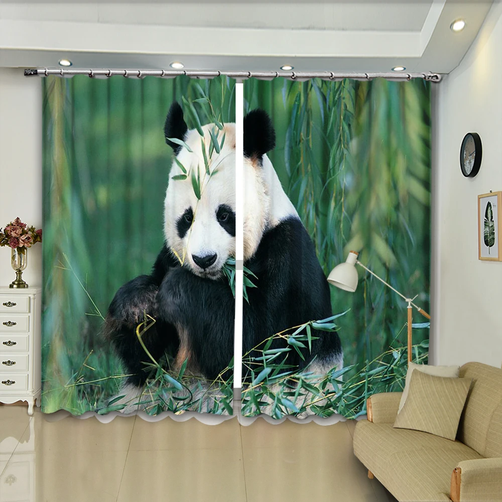 

Panda Eating Bamboo By The Willow High-precision Blackout Curtains Dersonalized 3D Digital Printing Purtains DIY Photos