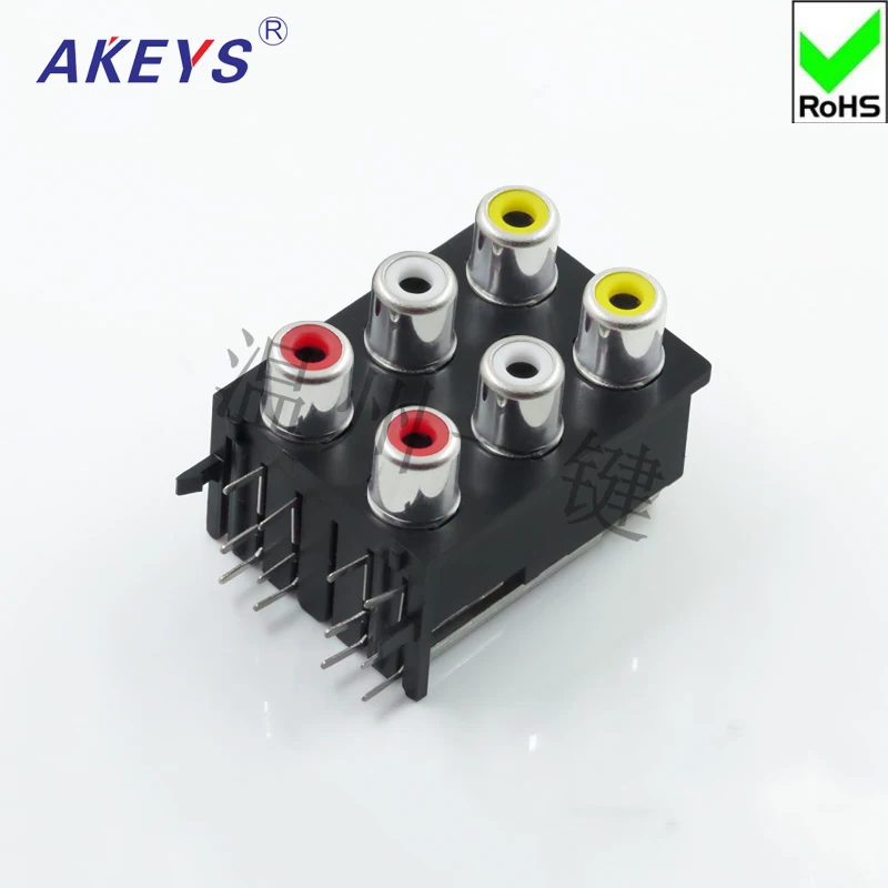 

3 pcs AV6-8 .4 -17 with core socket 12-foot RCA seat 6-hole PCB welded Lotus seat stereo TV socket