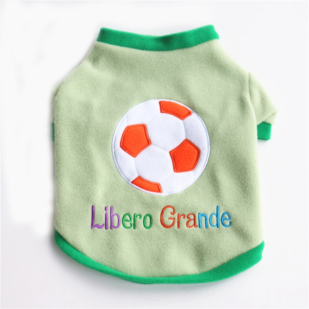 

Small Dog Clothing Embroidered Fleece Printed Football Warm Sweater Coat Jacket Chihuahua Teddy Schnauzer Pet Dog Clothes