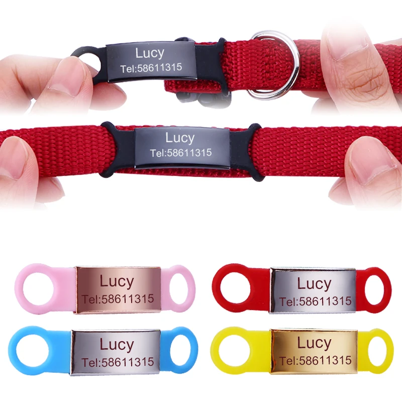 Персонализированные собаки ID тег растяжимый резиновый нержавеющей стали бирки