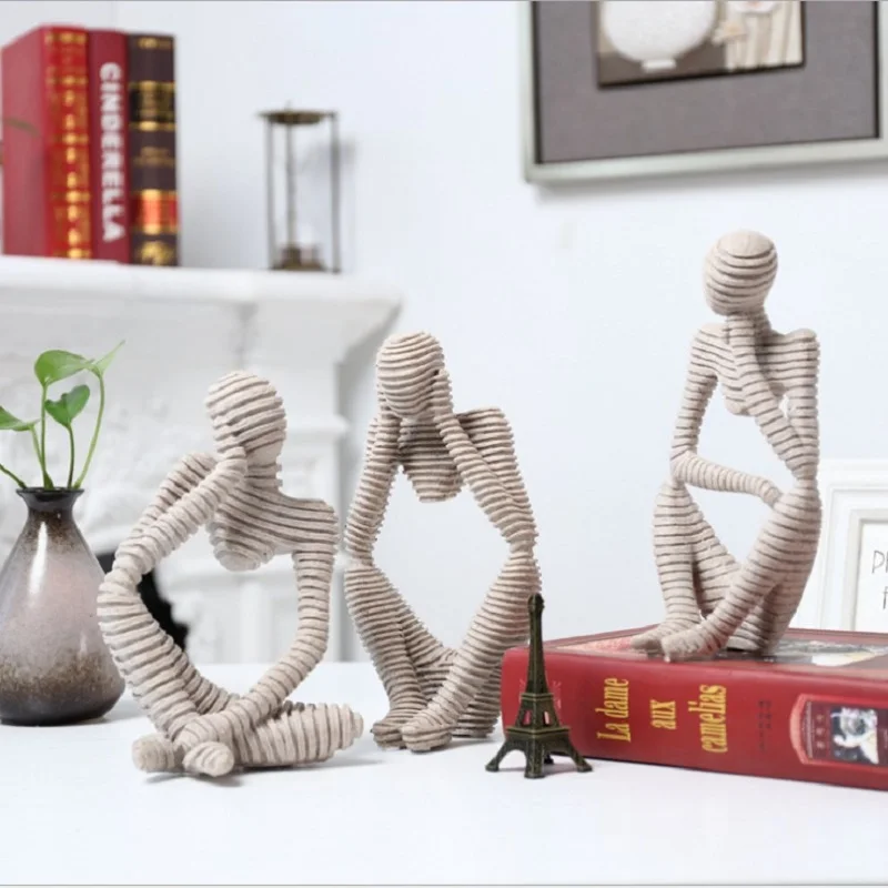 Женская статуя с абстрактной резьбой статуэтка ручной работы домашний декор