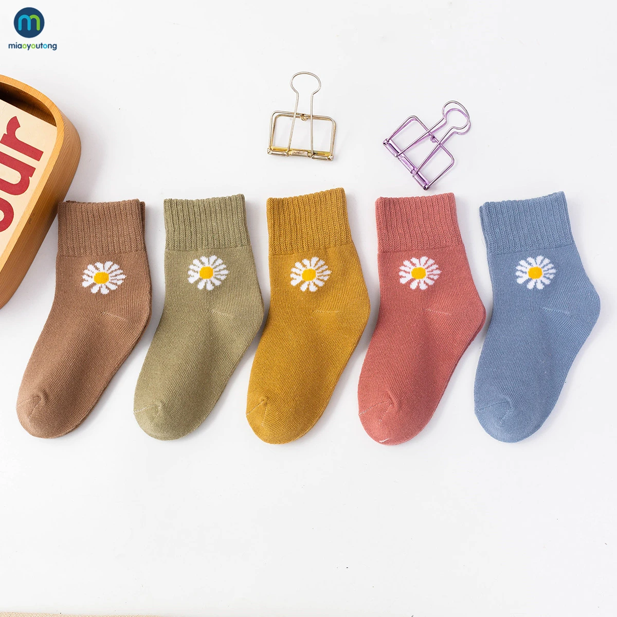 5 Pairs/Lot Children's Socks Cute Daisy Flowers Kids Cotton Socks Baby Girl Socks For 1-12 Years Autumn And Winter Miaoyoutong