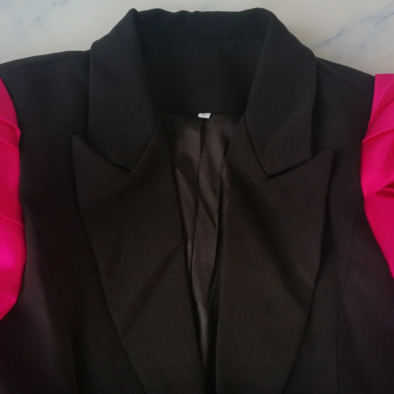 Женский блейзер Feminino с цветным блоком одной пуговицей контрастный цвет пиджак