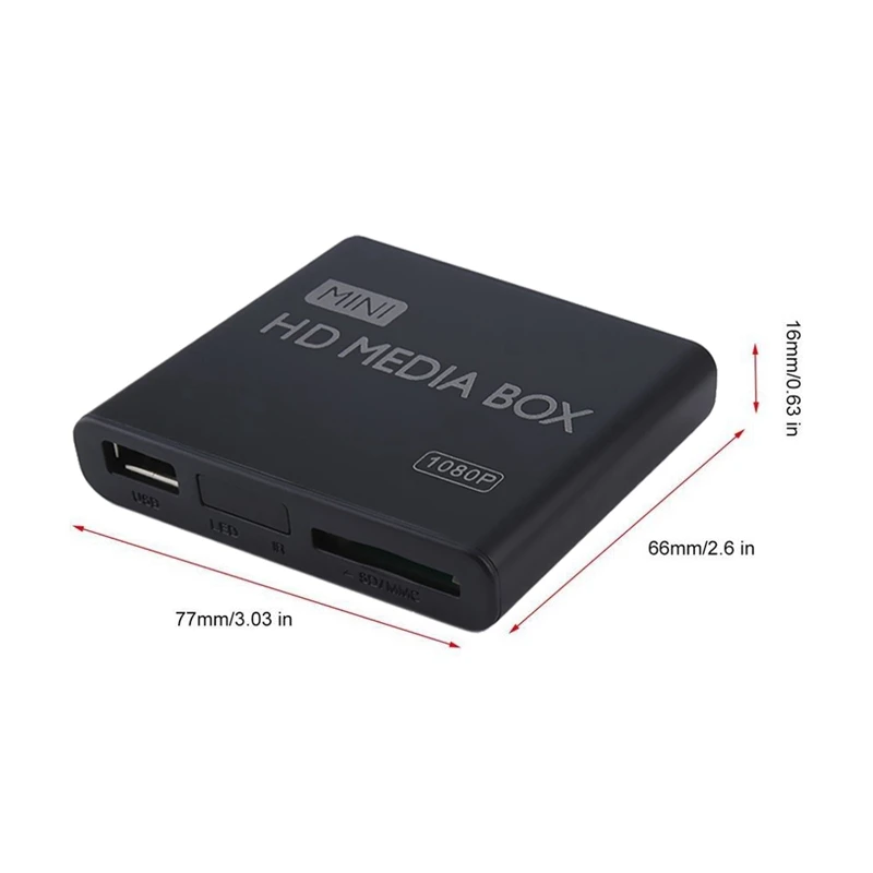 Mini Media Player 1080P HDD Box TV Video Multimedia Full HD with SD MMC Card Reader EU Plug | Электроника