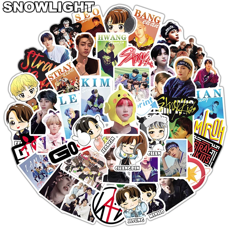 10/50Pcs/set Korean Boy Group Kpop Stray Kids Waterproof Stickers For Luggage Laptop Fridge Car Idols Decals Fans Toys