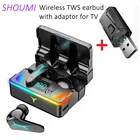 Игровые TWS Bluetooth-наушники с микрофоном и USB-адаптером, беспроводные Игровые наушники, Спортивная гарнитура со светодиодным дисплеем и шумоподавлением для ТВ, мобильных телефонов