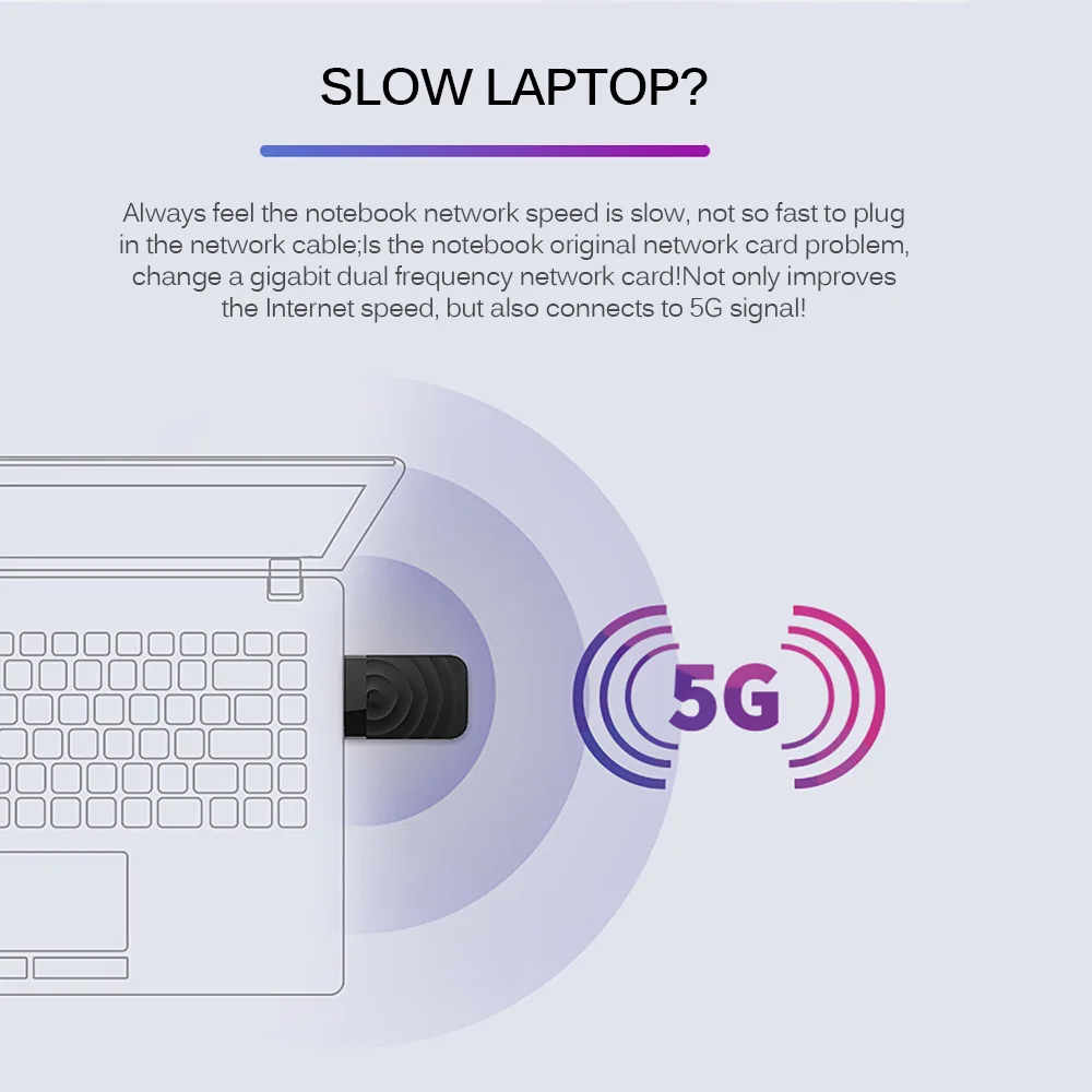 Беспроводной сетевой адаптер 1300 Мбит/с USB 2 4G и 5 8G Wi-Fi высокоскоростная сетевая