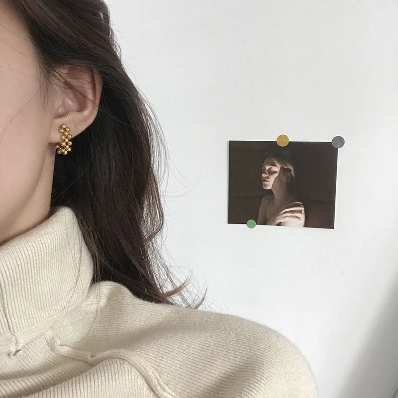 Простой Бисероплетение золотые полукольца C форма мини серьги для женщин