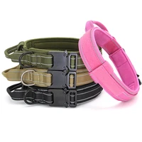 dog collar tactical highly reflective military pet nylon pendant k9 with metal buckle and control handle for pink