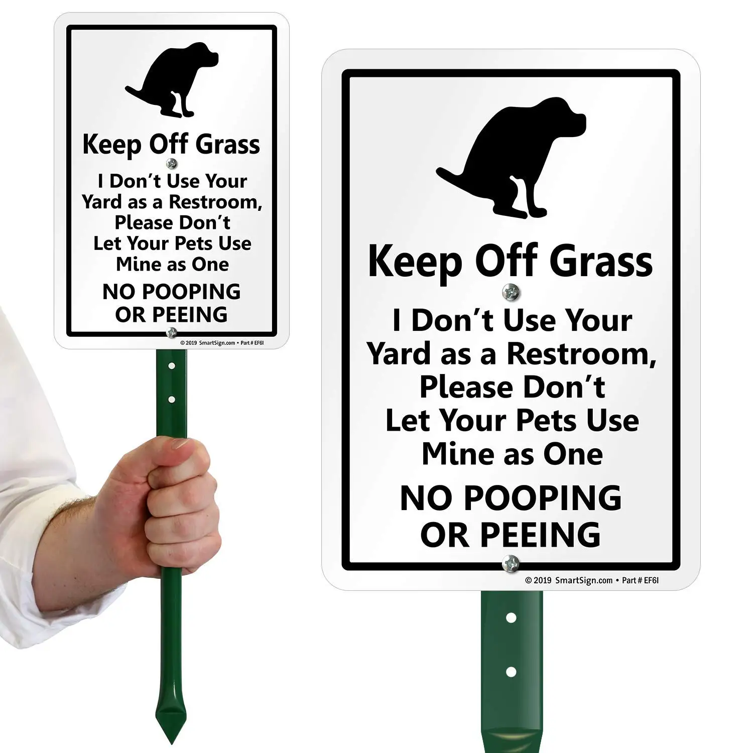

SmartSign "Keep Off Grass" Funny Dog Poop Sign for Lawn | 21 Tall Stake & Sign Kit