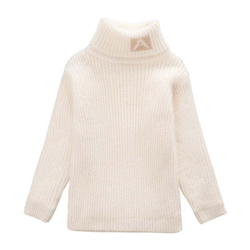 

Warm Children's High-neck Knitted Sweater Thicken Winter Baby Girl Sweater Long-sleeved Little Girls Student Kids Tops D08112