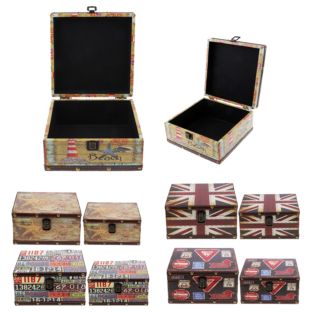 

Vintage Wooden Jewelry Case Treasure Chains Necklace Jewelry Box Holder for Travel Use