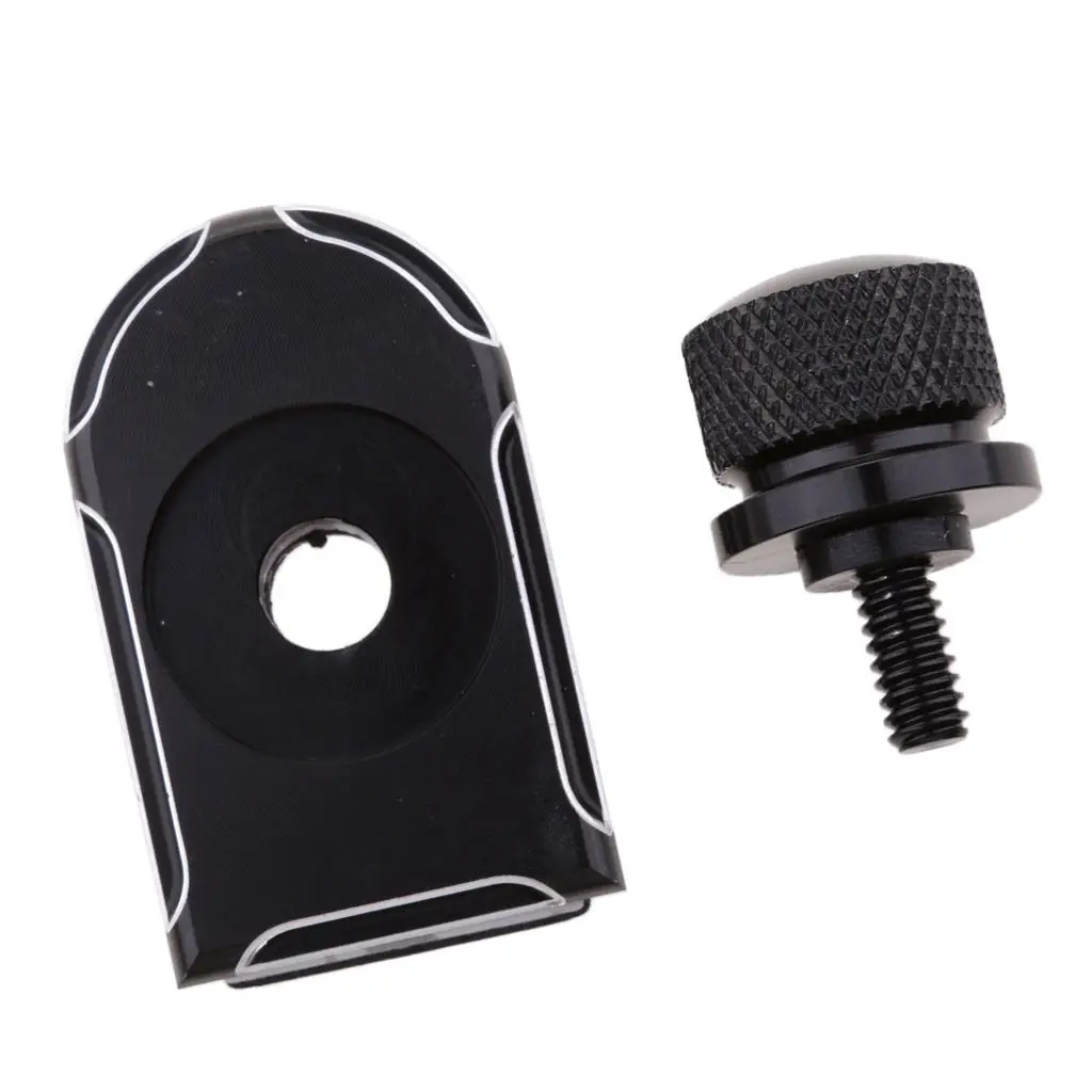 

Motorcycle Parts CNC Aluminum Seat Tab Cover with Screw Knob Bolt Mount for Harley