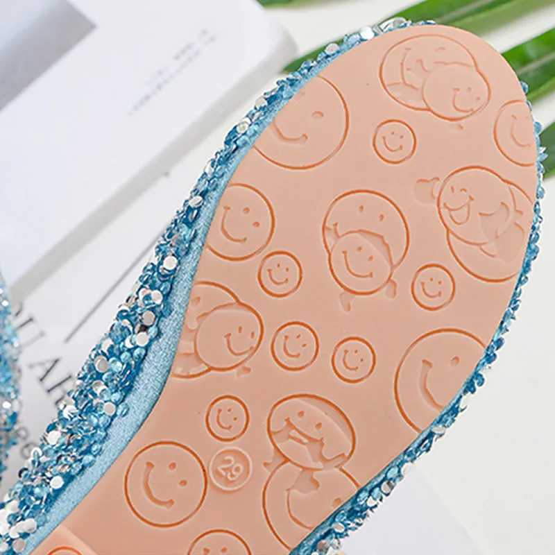 Блестящие вечерние сандалии принцессы с кристаллами для девочек маленькие