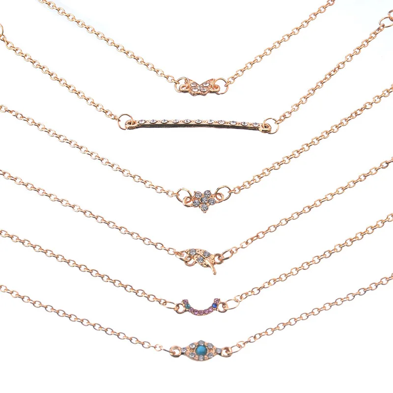 Набор изысканных браслетов 6 шт./компл. бабочки глаза дьявола цветы листья Стразы