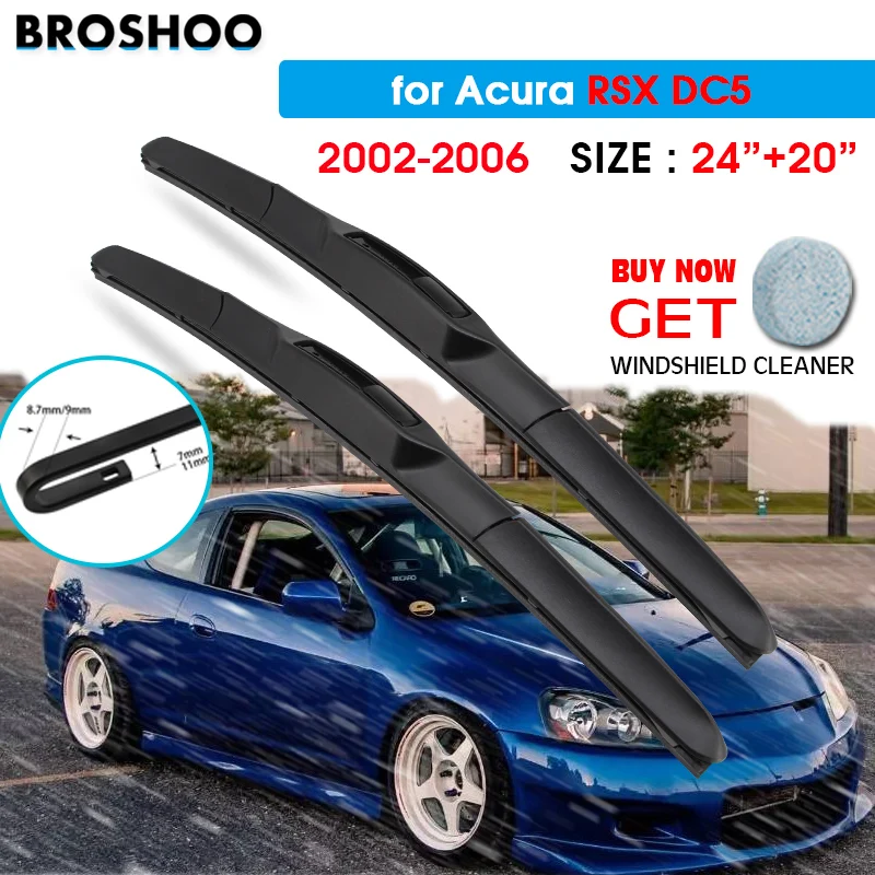 

Car Wiper Blade For Acura RSX DC5 24"+20" 2002-2006 Auto Windscreen Windshield Wipers Blades Window Fit U Hook Arms