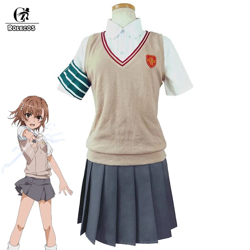 ROLECOS Toaru Kagaku no Railgun Косплей Костюм Misaka Mikoto косплей школьная форма Majutsu Index костюм
