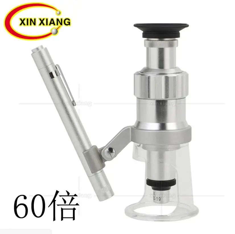 60X светодиодный карманный микроскоп с подсветкой увеличительное стекло