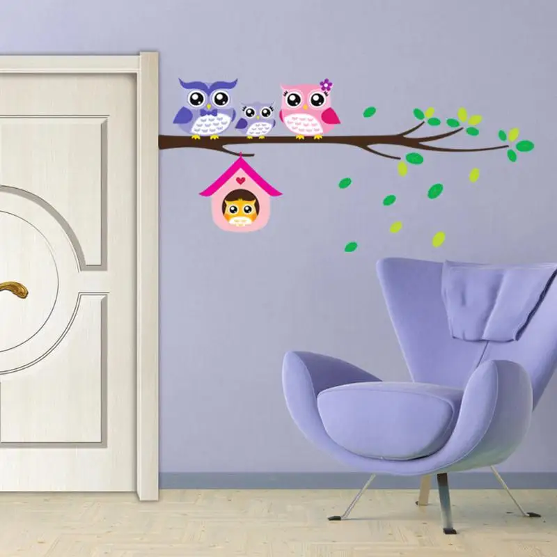 Креативная мультяшная Наклейка на стену с изображением дерева животных детская