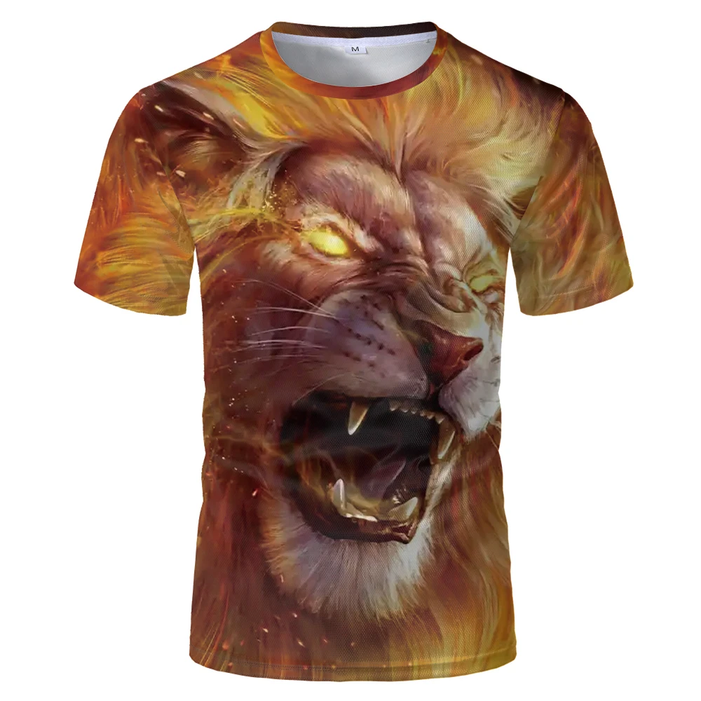 Новинка 2020 модная футболка с 3D принтом жесткого льва летний топ коротким рукавом